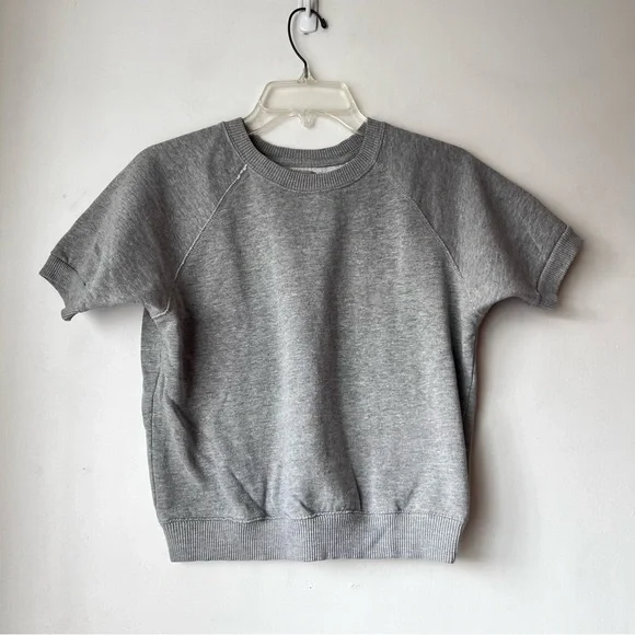Urban Outfitters Gray Short Sleeve Cropped Sweatshirt Top M - Picture 1 of 4